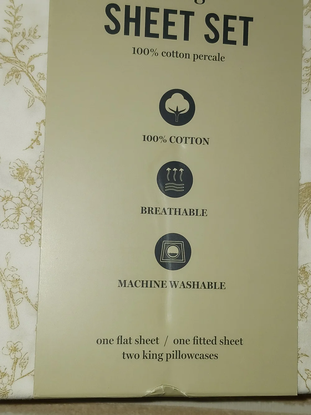 Martha Stewart King Sheet Set Birds Floral Nature 100% Cotton